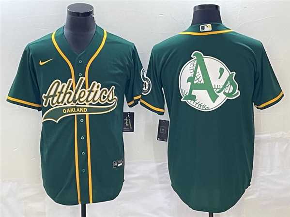 Mens Oakland Athletics Green Team Big Logo Cool Base Stitched Baseball Jersey 003->oakland athletics->MLB Jersey